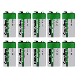 10 x 6F22 Super Heavy Duty Batterie 9V Block Camelion