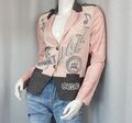 Blazer Materialmix "JAZZ&SWING" Statement Strass+Perlen Jacke Rosa/Grau M Neu