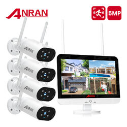 ANRAN Funk Überwachungskamera Set Außen mit 1TB Monitor 12"Videoüberwachung HD