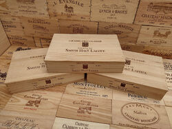 Weinkiste aus Holz mit Deckel ~ Chateau Smith-Haut-Lafitte ~ 6 Flaschen Flachgröße