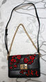 Damen Handtasche Schultertasche Modetasche, mit Stickerein, gebraucht , Italien