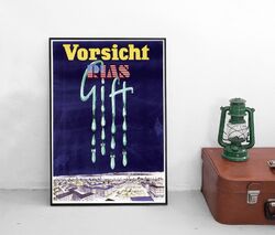 Poster DDR Vorsicht RIAS Gift Bomben Gegen USA Amerika Propaganda GDR 