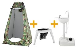 Tarn-Camping Toilette mit Sichtschutz-Zelt & Waschbecken für Outdoor-Hygiene