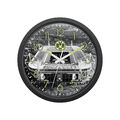 Wanduhr BVB Uhr Küchenuhr Wohnzimmer 34 cm ø Zahlen leuchtend mit Logo Alu Glas