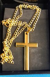 Goldkette mit Kreuz , Halskette 18 kt vergoldet ,  Unisex , 60 cm , 3 Varianten