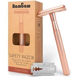 Bambaw Damen Metall Rasiermesser mit Sicherheit Ständer, Roségold