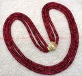 Mode 3reihen 2x4mm glatte rote Jade Rondelle Edelsteine Perlen Halskette 17-19"