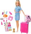 Barbie Reisepuppe blond mit Welpenöffnung Koffer Aufkleber 10+ Zubehör