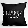 Borkum verliebt Deko Kissen Kopfkissen Geschenk Idee Geburtstag Souvenir Kissenb