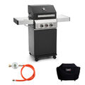 TAINO BLACK 2+1 Gasgrill Set Abdeckhaube Gasdruckminderer Grillzubehör BBQ Grill