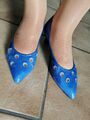 Stylische Pumps Blau Gr. 42 Lochmuster Liebhaber / Sammler Getragen