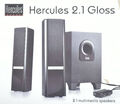 Hercules 2.1 Gloss Lautsprecher mit Subwoofer Boxen Sound Anlage Schwarz PC Büro