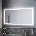 LED Badspiegel mit Uhr Touch Beschlagfrei Beleuchtung Wandspiegel 120x60 Bad