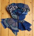Damen Schal-Tuch Blautöne/Weiss ca  160 x 100 cm