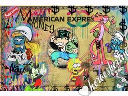 120x80 Leinwand POP ART American Express PAnther Monopoly Bild Kunst