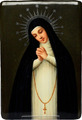 Miniatur handgemalt auf Porzellan 19. Jh. betende Nonne mit Rosenkranz 13 x 9 cm