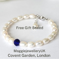 Personalisiertes UK echte Perlen und Kristall Charm Armband Geschenk