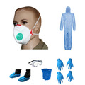 Infektionsschutz Set mit Overall, FFP 2 Maske, Überschuhen, Brille, Handschuhen