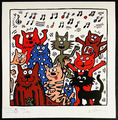 Keith Haring Lithographie Katzen 180ex [Murakami Yayoi Kusama Kaws Mr Doodle]