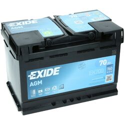 Exide EK700 AGM Start Stopp Autobatterie Starterbatterie 12V 70Ah 760A EN