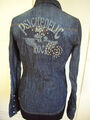 💙🎊MANGO Jeans Hemd Bluse mit Nieten + Print *Rock-Style*Dunkelblau Gr.M w.Neu