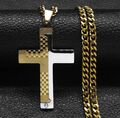 Edelstahl Religiöse Halskette Kreuz Anhänger Gold Kreuz Christlich Gebet 60 cm