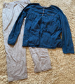 SCHIESSER zeitloser Herren Pyjama Schlafanzug Grau Blau S 48 bequem & weich