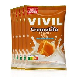 VIVIL Creme Life Caramel Sahnebonbons ohne Zucker | 5 Beutel x 110g