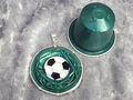 Upcycling Unisex Schmuck handmade Anhänger aus Nespresso-Kapseln Fußball