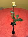 Vase mit Kunstrose - Vase für eine Blume - Einstiehlvase  - aus schwarzen Glas