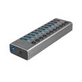 LogiLink UA0388 USB 3.2 Gen 1 Hub, 10 Ports + 1x Schnell-Ladeport, Schalter