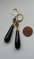 Lange Art Deco Stil Ohrringe Tropfen - gold f. - sehr alte Perlen - Brisuren neu