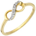 Damen Ring Unendlichkeit 375 Gold Gelbgold 10 Zirkonia Goldring Gelbgoldring