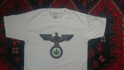 Ganja Adler *T-Shirt* Cannabis Blatt Weed Gras Dope Shirt - Weiß - Größe M - NEU