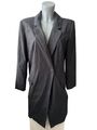 Langärmliger schwarzer Button-up-Longblazer für Damen, 40 Neu