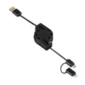 Hama 2in1 Ladekabel Aufrollbar 1,2m Micro USB Apple iPhone Adapter Kabel 297