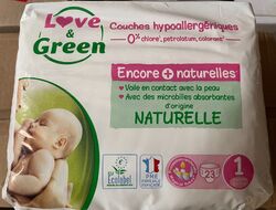 Love&Green Öko-Baby-Windeln - Hypoallergen, Größe 1, 138 Stück (6x23 Stück)