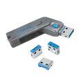 Logilink USB Port Blocker Sperre Schloss 1x Schlüssel und 4x Schlösser blau