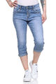 Jewelly Damen Bermuda 3/4 Jeans kurze Hose Sommer Caprihosen Stretch Chino 80