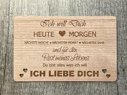 Grußkarte aus Holz Geschenk Karte " Ich liebe Dich " Geschenkkarte Liebe Love