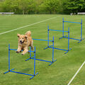 PawHut Agility Hürdenset Slalom Stangen Hunde Training Set 4 x Hürden Blau