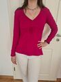 Shirt mit Kapuze tiefer V-Ausschnitt pink Gr. 38 Pulli 100 % Baumwolle