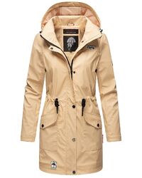 Navahoo Damen Regenjacke Regenmantel lang Teddyfell Jacke Mantel Kapuze B678 NEU