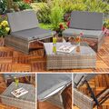 Gartenmöbel Sessel Sitzgarnitur + Tisch Gartenset Lounge Poly Rattan Grau