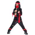 Kinderkostüm Schattenkrieger Ninja Kostüm für Jungen Kinder schwarz rot Fasching
