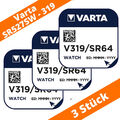 3 x Varta V319 Uhrenbatterie 1,55 V SR527SW SR64 Watch Knopfzelle Silberoxid