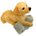 BRD 8,5cm Unfug Figur Welpe mit Toilettenrolle goldener Labrador Retriever Hund