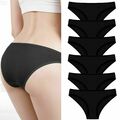 6er Pack Damen Slips Baumwolle Unterhosen Soft Schwarz Briefs Panty Unterwäsche 