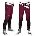 Jeans Jungen Bikerjeans Hose weinrot Kinder Stretch Slim-Fit Gr. 122-170 #FB602