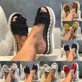 Sandalen Sommer Damen Hausschuhe Korkoptik Pantoletten Schlappen Dicke Basis Neu